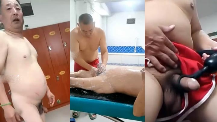 偷拍搓澡叔撸射白胖帅大叔
